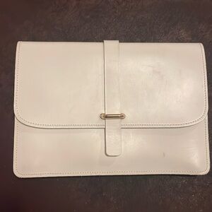 White Leather Clutch/Crossbody Purse